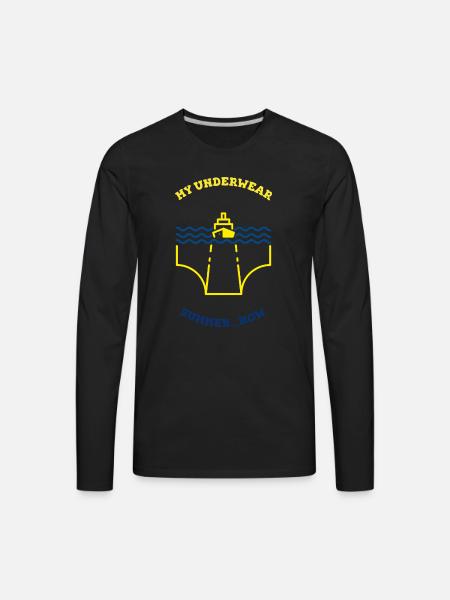 Funny Ship Underwear Summer Teez - Men's Premium Long Sleeve T-Shirt - black