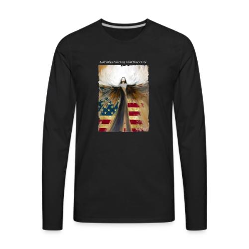 God bless America Angel_Strong color_white type - Men's Premium Long Sleeve T-Shirt