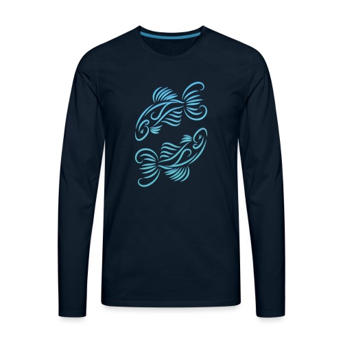 Pisces Zodiac Fish Water Sign Blue Green - Men's Premium Long Sleeve T-Shirt