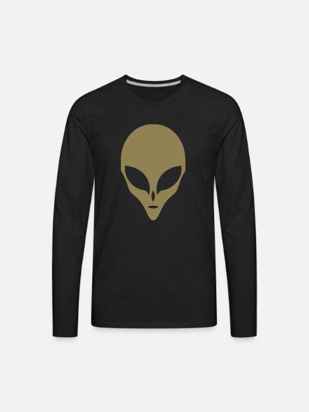 Alien Silhouette Head Face - Men's Premium Long Sleeve T-Shirt - black