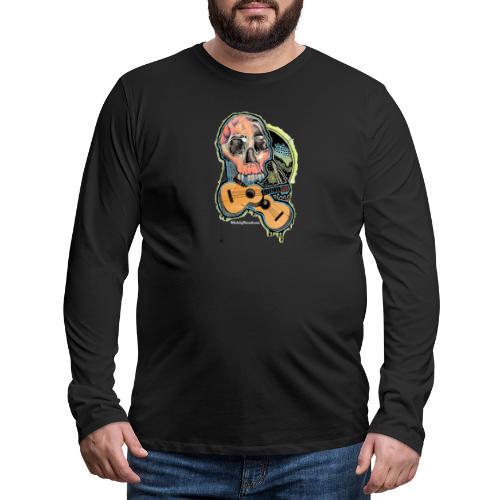 Skull and Ukulele - Watercolor - Men's Premium Long Sleeve T-Shirt