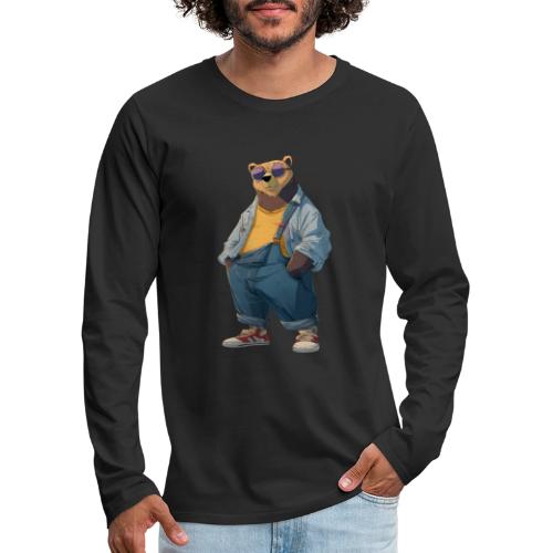 Fashion Streetwear Bear Cartoon Art - Men's Premium Long Sleeve T-Shirt