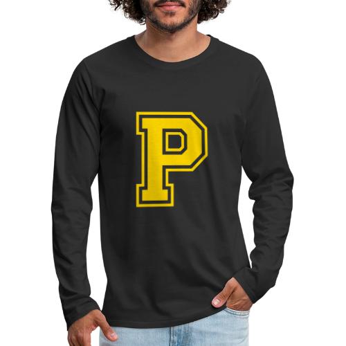Letter P – Capital Athletic Alphabet Monogram - Men's Premium Long Sleeve T-Shirt