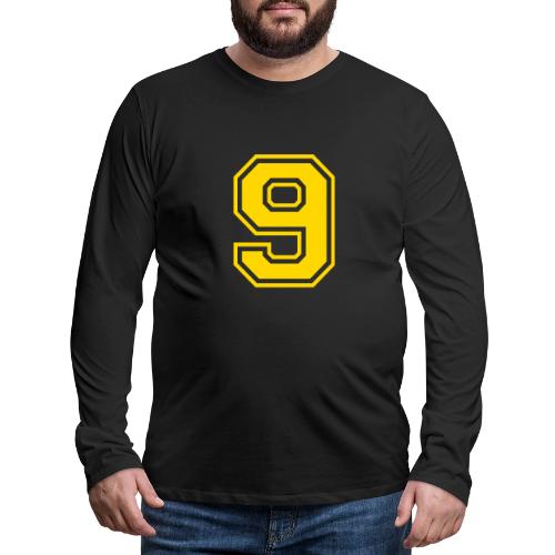 Number 9 in a classic athletic collegiate font - Men's Premium Long Sleeve T-Shirt