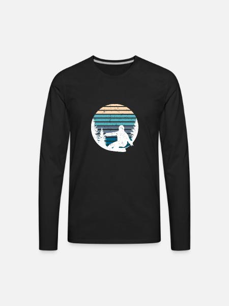 Pine Tree & Snowboard Art - Men's Premium Long Sleeve T-Shirt - black