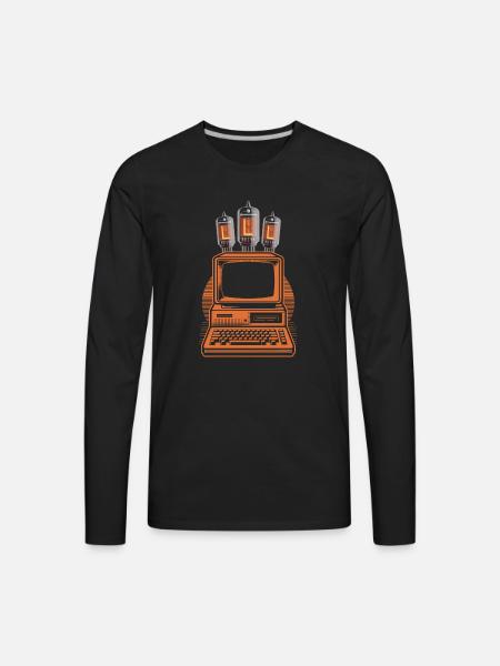Retro Vacuum-Tube Computer - Men's Premium Long Sleeve T-Shirt - black