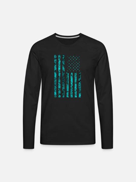 Cyan usa flag - Men's Premium Long Sleeve T-Shirt - black