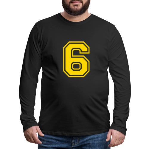 Number 6 in a classic athletic collegiate font - Men's Premium Long Sleeve T-Shirt