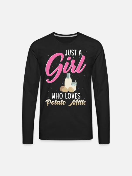 Potato Milk Saying - Men's Premium Long Sleeve T-Shirt - black