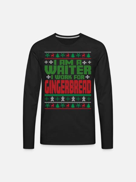 Waiter Christmas Saying - Men's Premium Long Sleeve T-Shirt - black