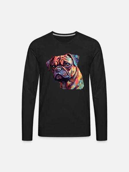 Pug Polygon - Men's Premium Long Sleeve T-Shirt - black
