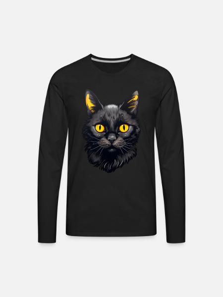 Black Cat face - Men's Premium Long Sleeve T-Shirt - black