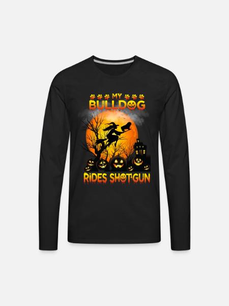 My Bulldog Riding Broom - Men's Premium Long Sleeve T-Shirt - black