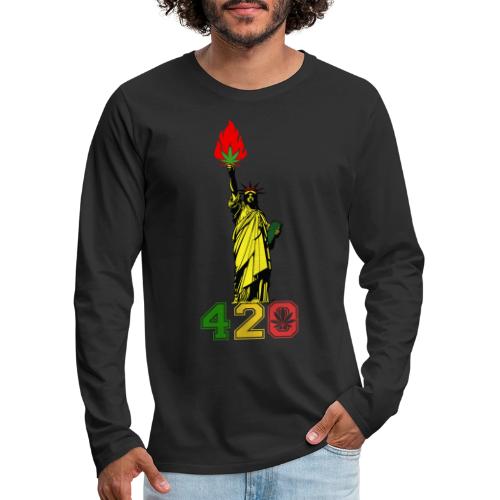 Humoristic 420 Liberty Herb Weed Marijuana Design - Men's Premium Long Sleeve T-Shirt