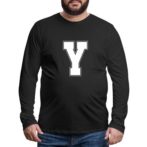 White Letter Y – Varsity Alphabet Monogram - Men's Premium Long Sleeve T-Shirt
