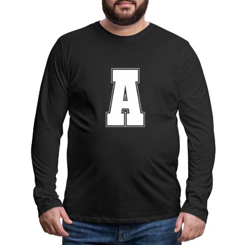 White Letter A – Varsity Alphabet Monogram - Men's Premium Long Sleeve T-Shirt