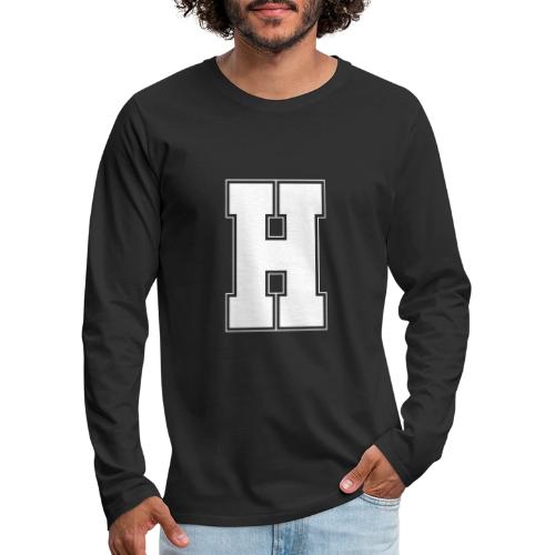 White Letter H – Varsity Alphabet Monogram - Men's Premium Long Sleeve T-Shirt