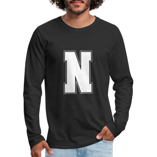 White Letter N – Varsity Alphabet Monogram - Men's Premium Long Sleeve T-Shirt