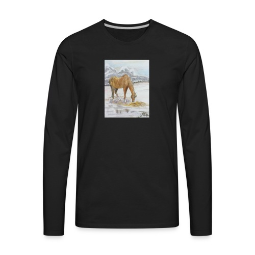 Horse grazing - Men's Premium Long Sleeve T-Shirt
