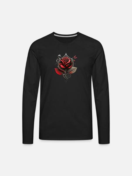 Red rose - Men's Premium Long Sleeve T-Shirt - black