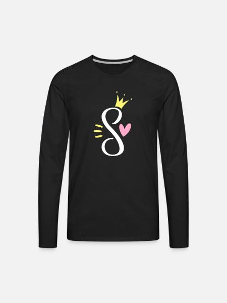 Letter S Princess Crown - Men's Premium Long Sleeve T-Shirt - black