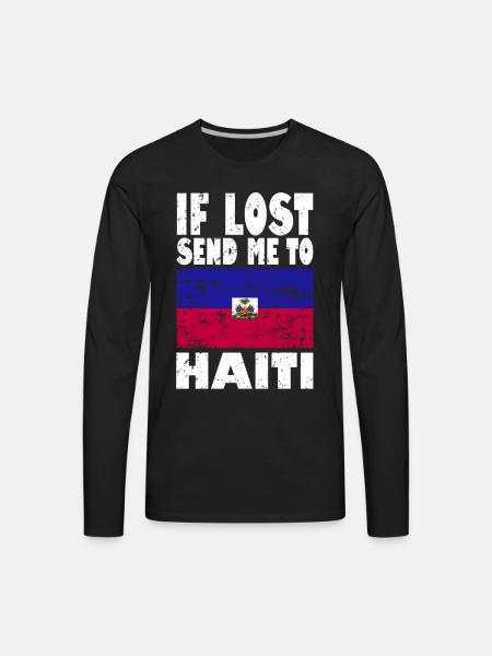 Haiti Flag Saying - Men's Premium Long Sleeve T-Shirt - black