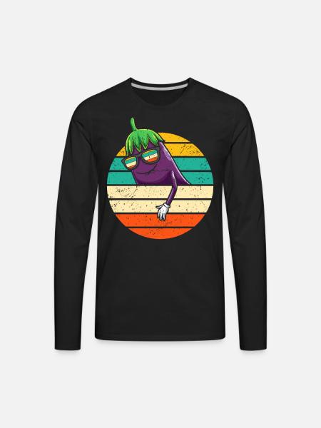 Eggplant Fruit Vegetable Vegetarian - Men's Premium Long Sleeve T-Shirt - black