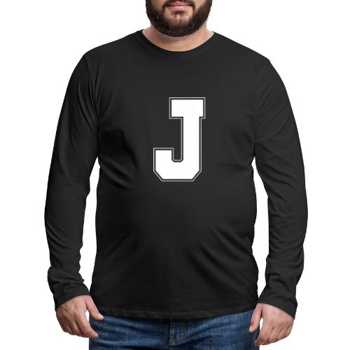 White Letter J – Varsity Alphabet Monogram - Men's Premium Long Sleeve T-Shirt