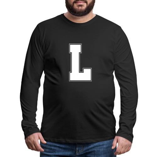 White Letter L – Varsity Alphabet Monogram - Men's Premium Long Sleeve T-Shirt