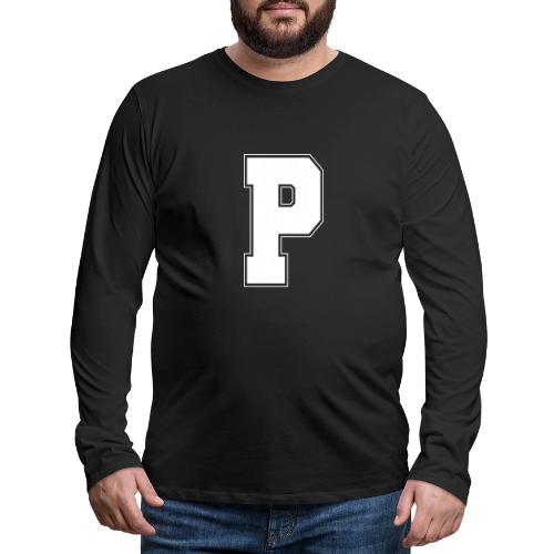 White Letter P – Varsity Alphabet Monogram - Men's Premium Long Sleeve T-Shirt