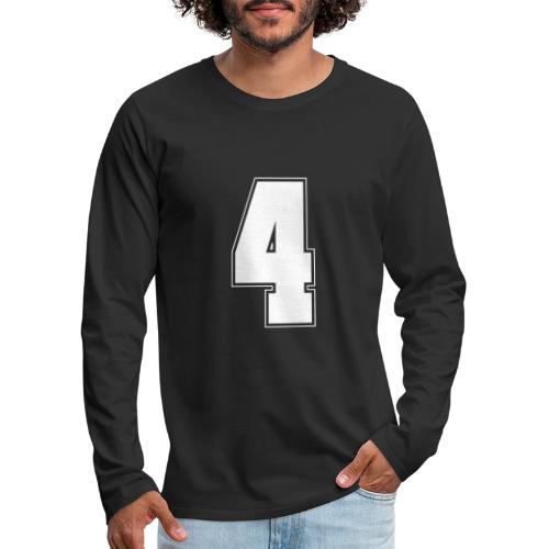 White Number 4 – Varsity Font - Men's Premium Long Sleeve T-Shirt