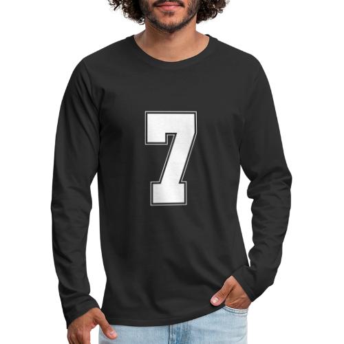 White Number 7 – Varsity Font - Men's Premium Long Sleeve T-Shirt