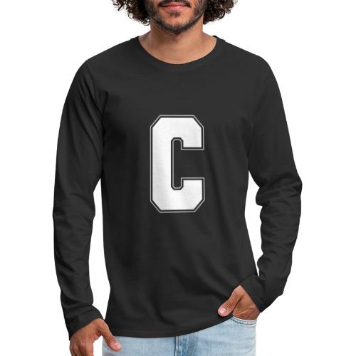 White Letter C – Varsity Alphabet Monogram - Men's Premium Long Sleeve T-Shirt