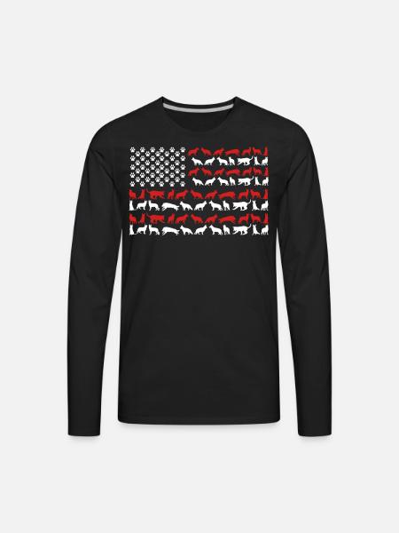 German Shepherd US FLAG - Men's Premium Long Sleeve T-Shirt - black
