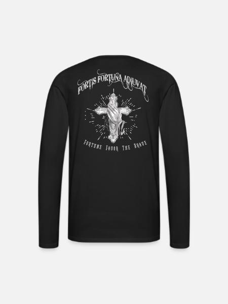 Fortis Fortuna Adiuvat - Cross and Hand Tattoo - Men's Premium Long Sleeve T-Shirt - black