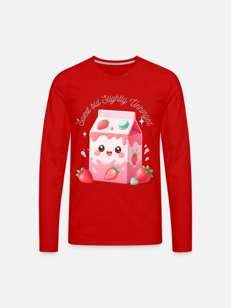 Sweet but Slightly Unhinged Milkbox - Men's Premium Long Sleeve T-Shirt - red