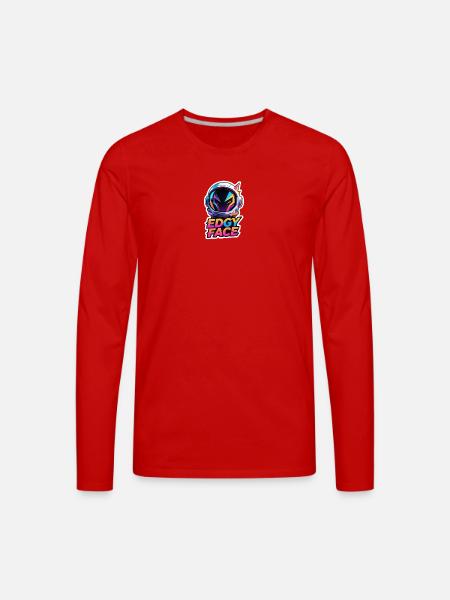 Edgy Face Spaceman - Men's Premium Long Sleeve T-Shirt - red