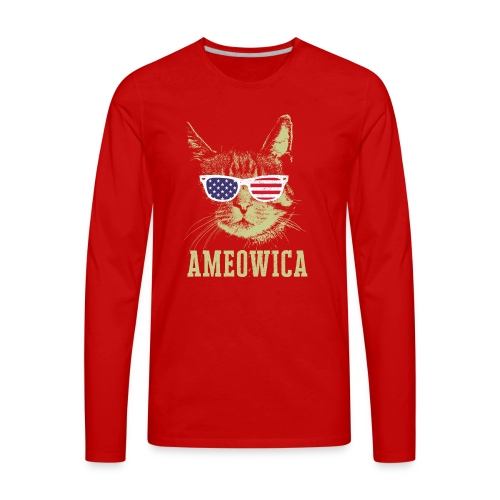 Ameowica Shirt Funny Cat Daddy Shirt for Men - Men's Premium Long Sleeve T-Shirt