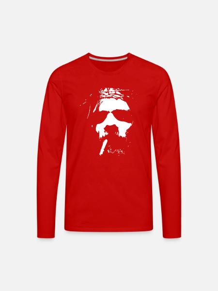 Smoking man with beard - Men's Premium Long Sleeve T-Shirt - red