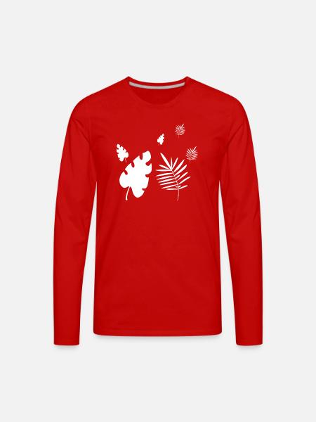 tropical leaves print - Men's Premium Long Sleeve T-Shirt - red