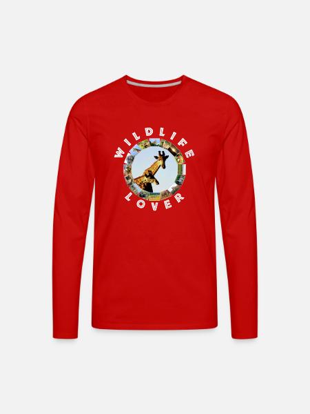 Wildlife Lover Blue Sky Giraffes - Men's Premium Long Sleeve T-Shirt - red