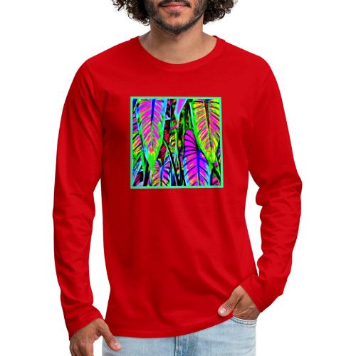 VividNeon Leaves Pattern - Men's Premium Long Sleeve T-Shirt