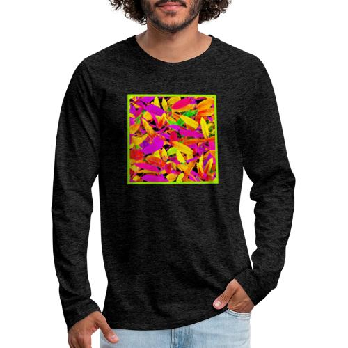 Vibrant NeonLeaf Elegance Pattern - Men's Premium Long Sleeve T-Shirt