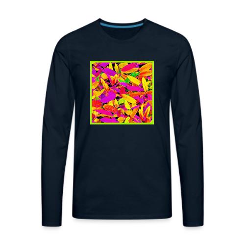 Vibrant NeonLeaf Elegance Pattern - Men's Premium Long Sleeve T-Shirt