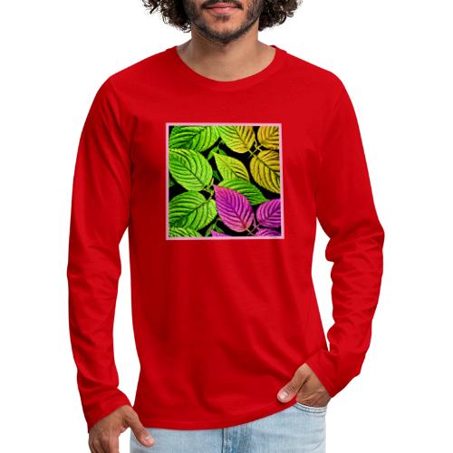 Stunning Neon Leaves Pattern - Men's Premium Long Sleeve T-Shirt