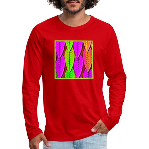 Vivid Neon Leaves Pattern - Men's Premium Long Sleeve T-Shirt