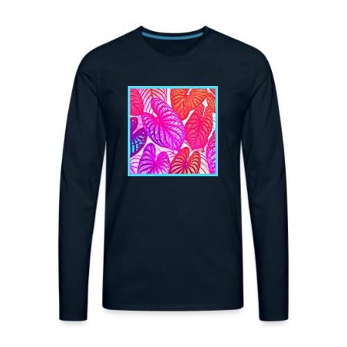 Color Burst Leaves Neon Elegance - Men's Premium Long Sleeve T-Shirt