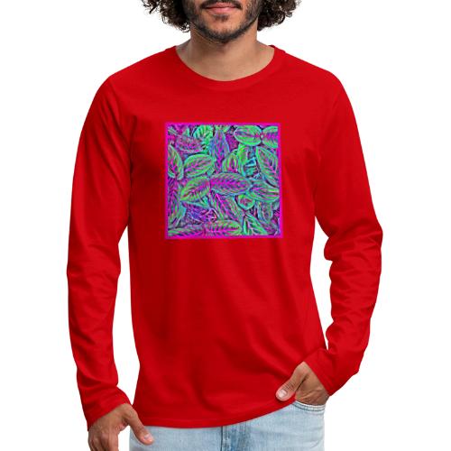 Neon Leaves Art Stylish Elegance - Men's Premium Long Sleeve T-Shirt