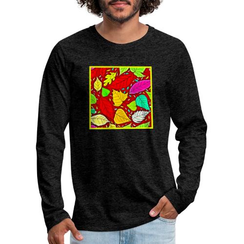 Rainbow Leaves Vibrant Pattern - Men's Premium Long Sleeve T-Shirt
