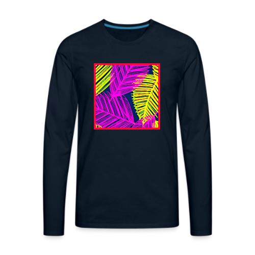 Neon Leaf Delight Chromatic Art - Men's Premium Long Sleeve T-Shirt